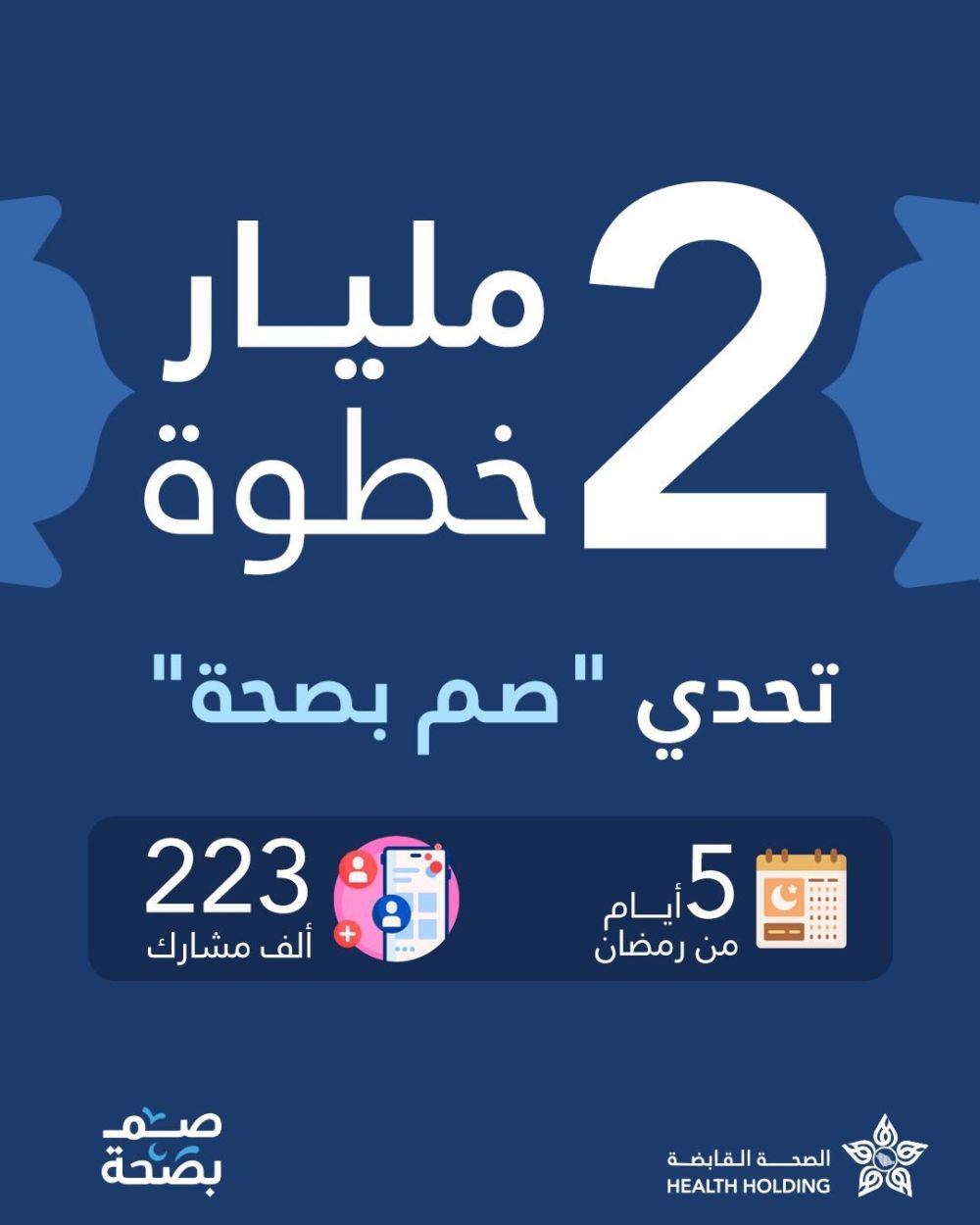 بمشاركة 223 ألف شخص.. صم بصحة تسجل 2 مليار خطوة خلال خمسة أيام