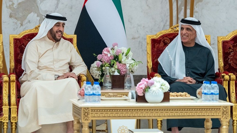 سعود بن صقر يتقبل تهاني نائب حاكم أم القيوين وجموع المهنئين بشهر رمضان