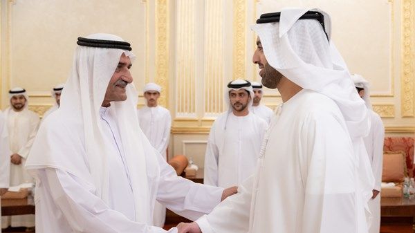حمد الشرقي يستقبل ولي عهد رأس الخيمة والمهنئين بشهر رمضان بحضور ولي عهد الفجيرة
