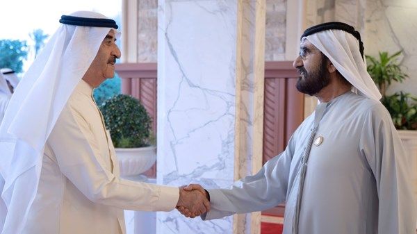 محمد بن راشد يستقبل حاكم أم القيوين ويتبادلان التهاني بمناسبة شهر رمضان