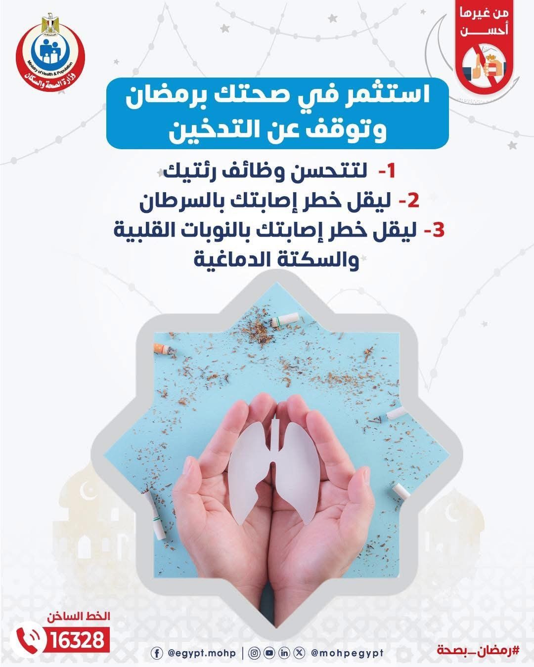 وزارة الصحة تكشف فوائد التوقف عن التدخين.. إنفوجراف