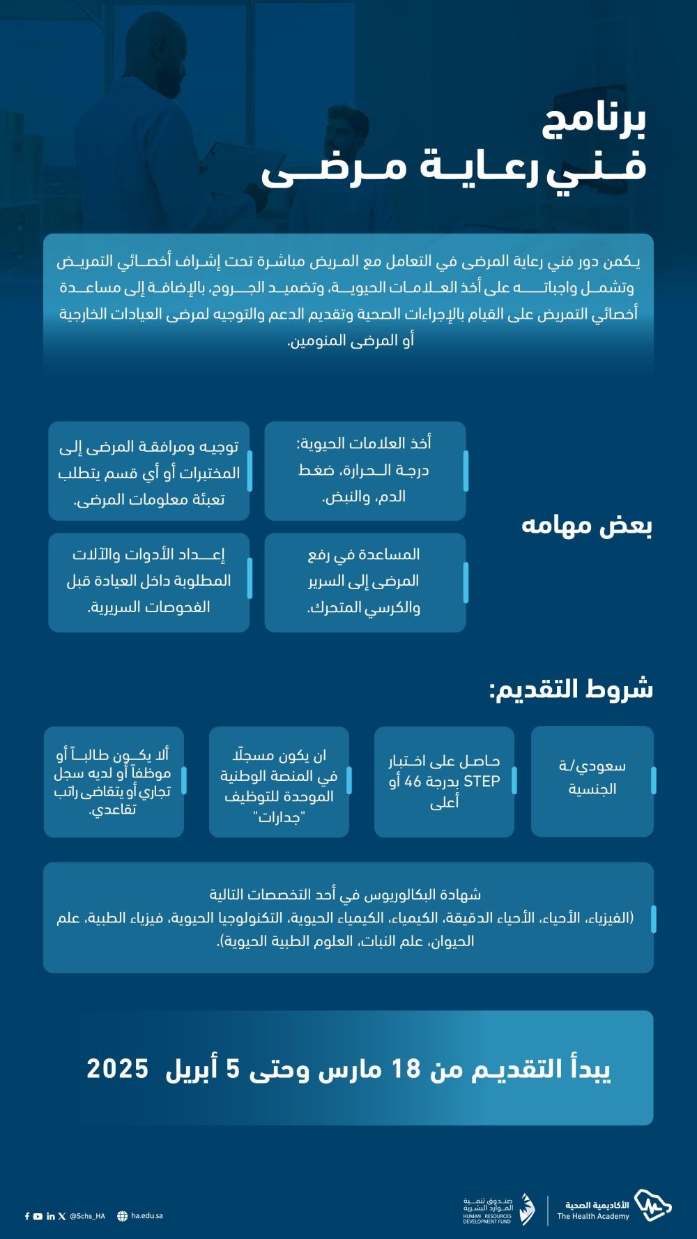 التخصصات الصحية تعلن بدء التقديم على 3 برامج تدريبية