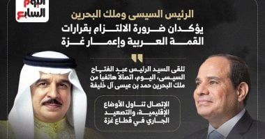 الرئيس السيسي وملك البحرين يؤكدان ضرورة الالتزام بقرارات القمة العربية (إنفوجراف)