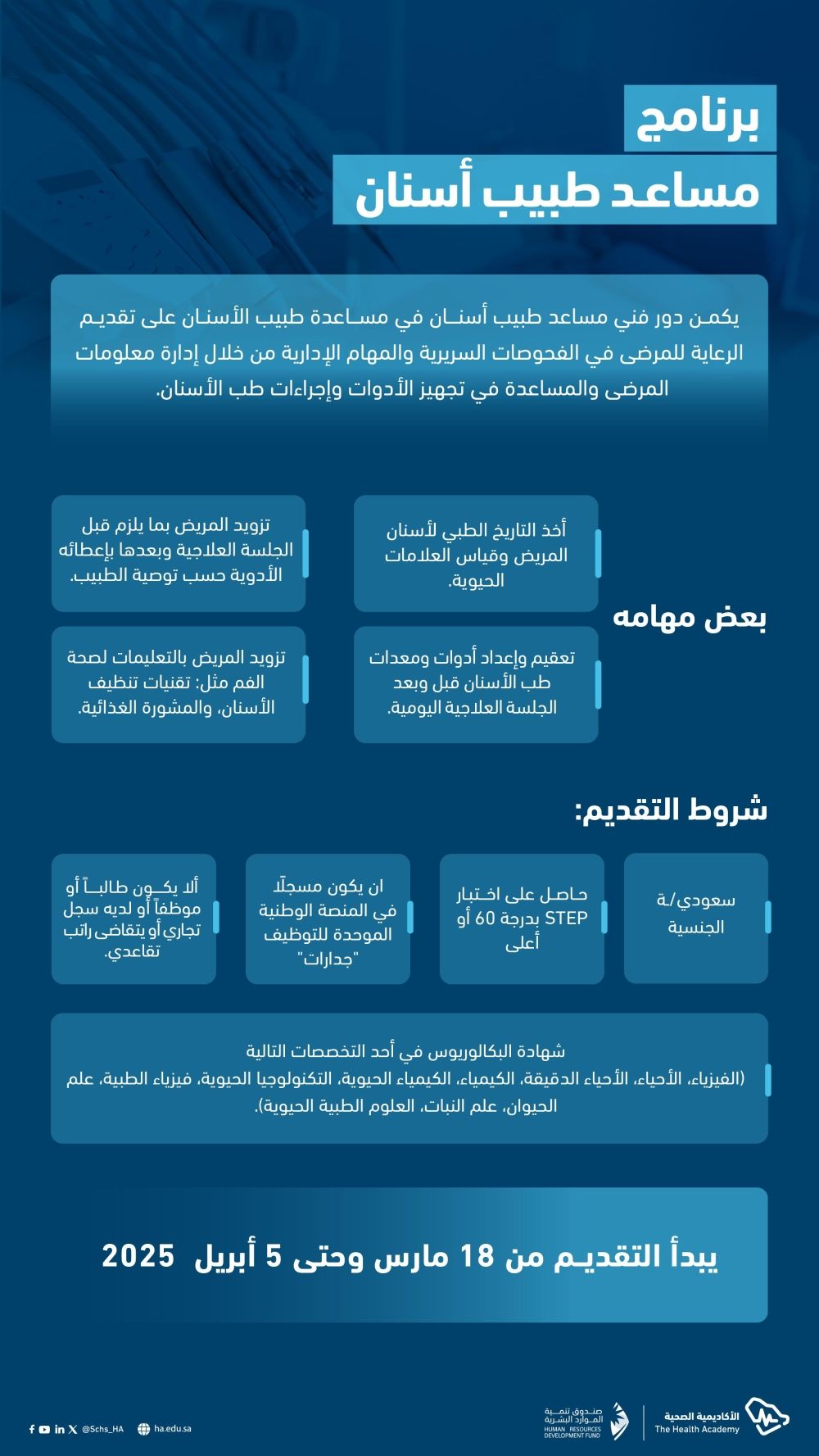 التخصصات الصحية تعلن بدء التقديم على 3 برامج تدريبية
