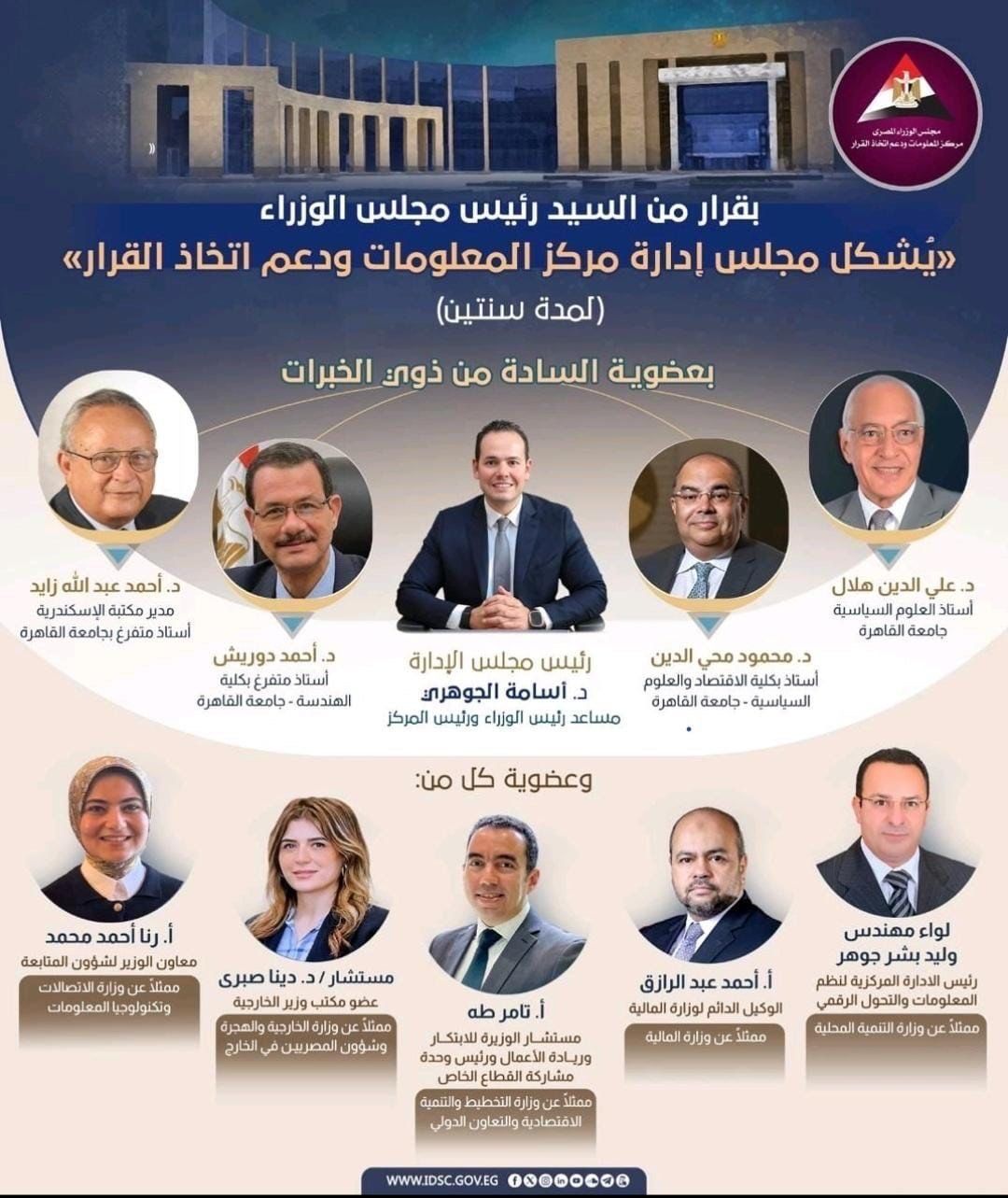 رئيس جامعة القاهرة يهنئ الأساتذة المنضمين لمجلس إدارة مركز المعلومات