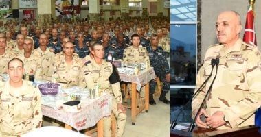 الفريق أحمد خليفة يتناول الإفطار مع هيئة تدريس وطلبة معهد ضباط الصف المعلمين