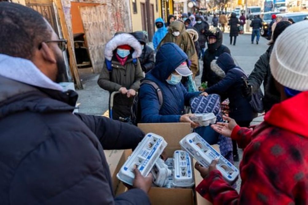 صور.. المئات يصطفون للحصول على البيض المجاني في شوارع نيويورك