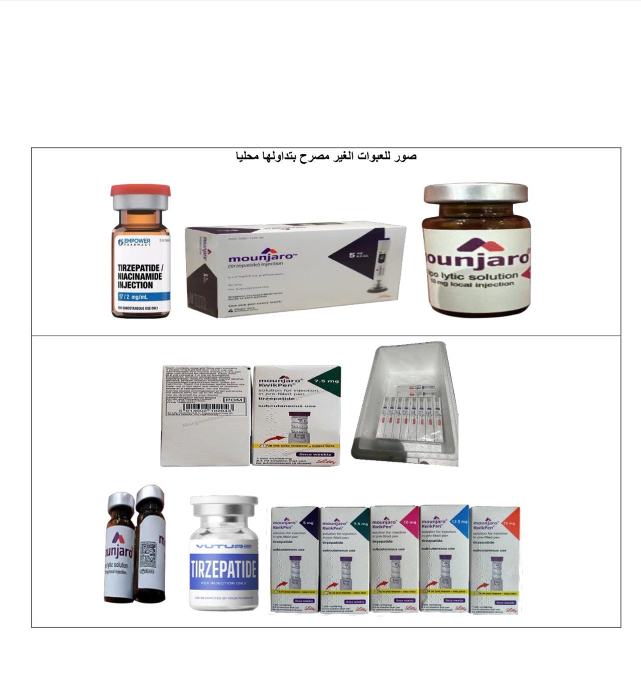 هيئة الدواء المصرية تحذر من عبوات مغشوشة لمونجارو بالأسواق.. صور