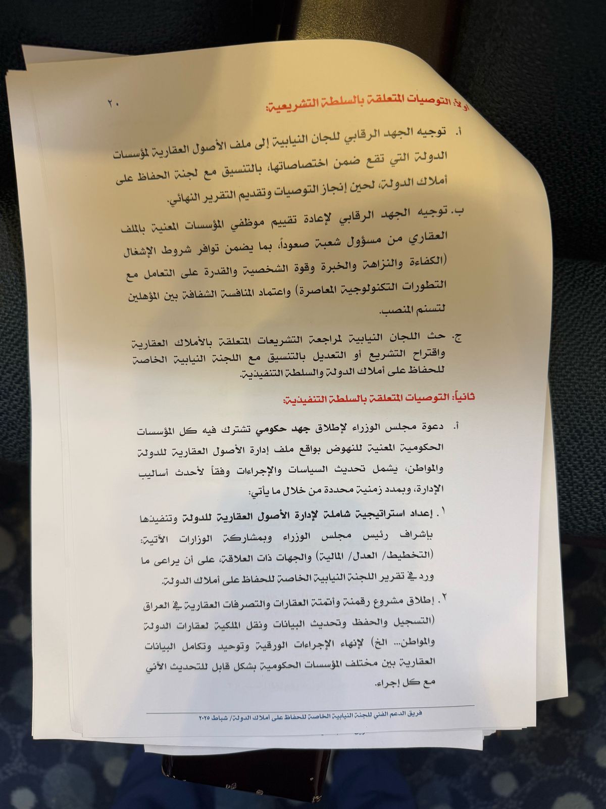 تقرير لجنة الحفاظ على املاك الدولة (وثائق)