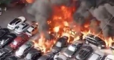 اشتعال النيران فى أكثر من 30 سيارة فى حريق بمقاطعة فلاديفستوك شرقى روسيا