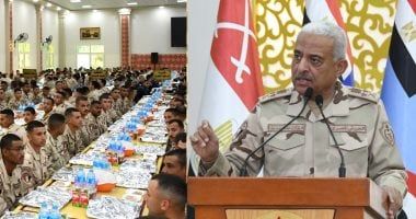 وزير الدفاع يشارك مقاتلى الجيش الثانى الميدانى تناول وجبة الإفطار