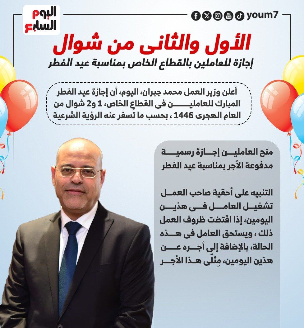 أول وثانى أيام عيد الفطر المبارك 2025.. تفاصيل إجازة القطاع الخاص