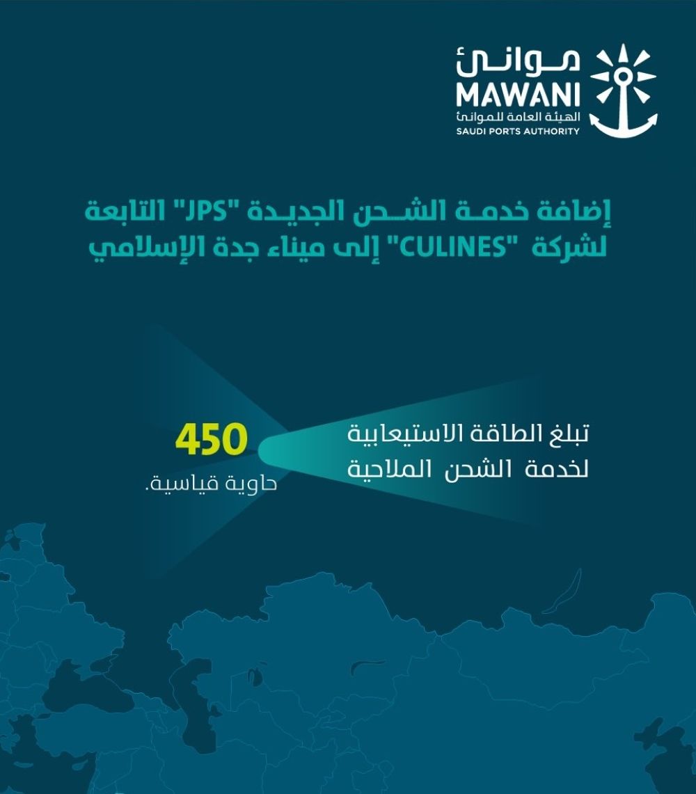 "موانئ": إضافة خدمة الشحن "JPS" إلى ميناء جدة الإسلامي