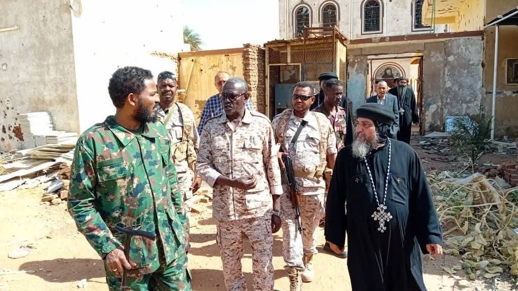 بعد أن دمرتها المليشيا ونهبت مقتنياتها .. وزير الشئون الدينية ووالي الخرطوم يقفان على الدمار الذي طال الكنيسة القبطية بأمدرمان