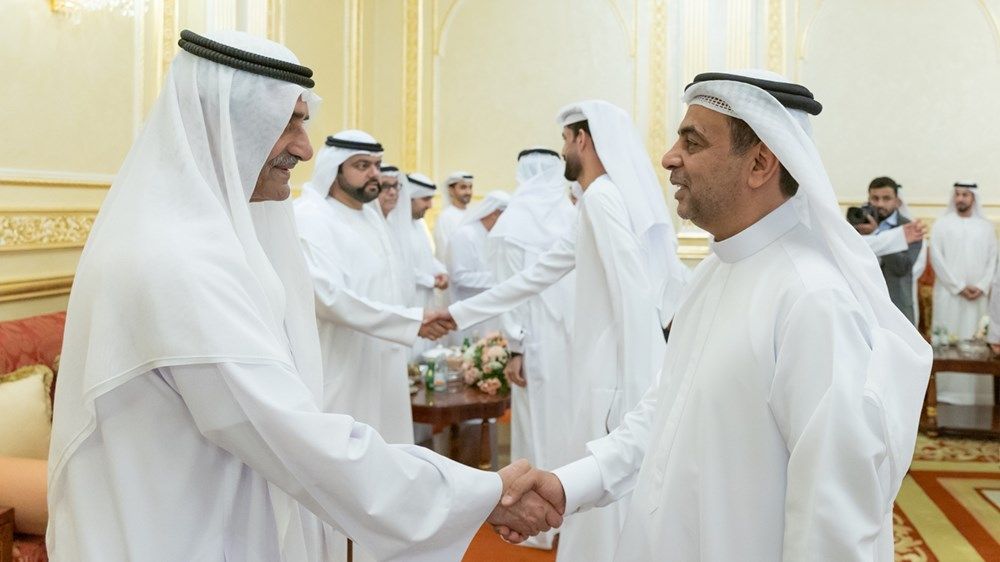 حمد الشرقي يستقبل المهنئين بعيد الفطر بحضور ولي عهد الفجيرة