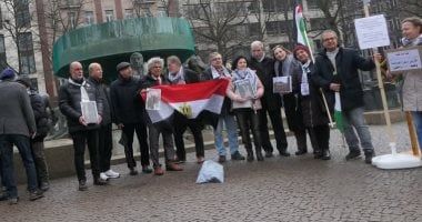 الجالية المصرية فى برلين تنظم وقفة لدعم الشعب الفلسطينى