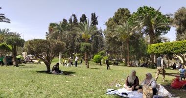 مئات الأسر يفترشون المسطحات الخضراء للاحتفال بالعيد.. صور