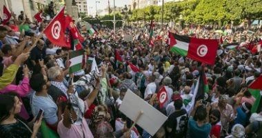 وقفة احتجاجية فى ثانى أيام العيد بتونس تنديدا بالعدوان على غزة