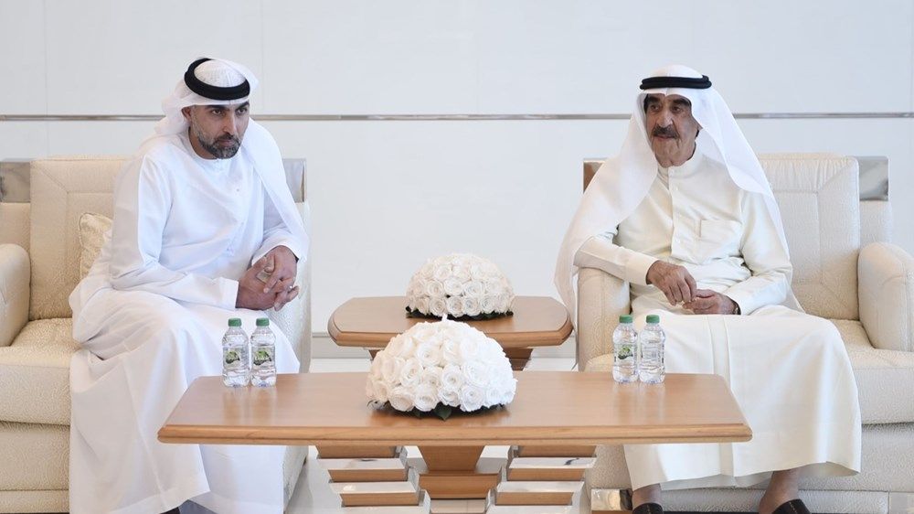 حاكم أم القيوين يتقبل التعازي من الشيوخ والمواطنين وأبناء الجاليات المقيمة في وفاة حصة بنت حميد