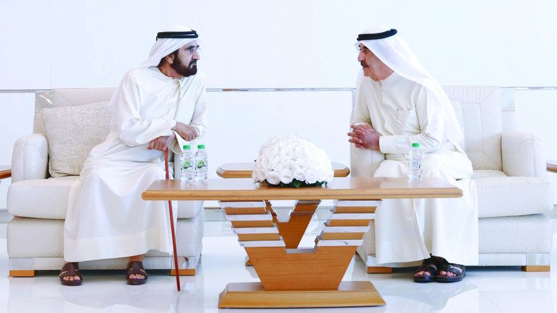 الامارات | محمد بن راشد يعزي سعود المعلا في وفاة الشيخة حصة بنت حميد بن عبدالرحمن الشامسي