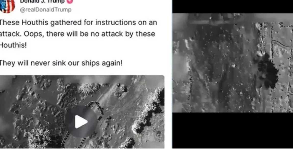 تعليق حوثي مفاجئ على فيديو ترامب الذي يوثق استهداف عشرات الحوثيين بغارة جوية "شاهد"
