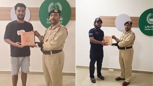 شرطة دبي تُشيد بأمانة مُقيمان سلما مبلغاً مالياً وقطعة مجوهرات