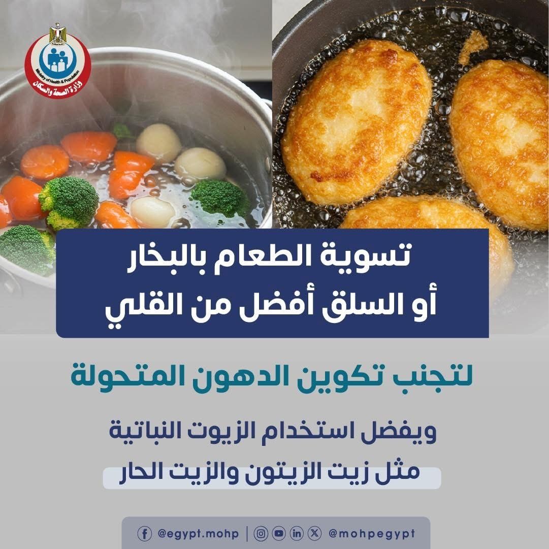 وزارة الصحة تكشف معلومات مهمة عن طرق تسوية الطعام.. إنفوجراف