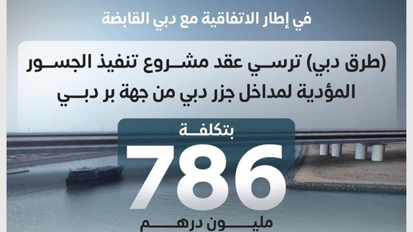 إرساء عقد جسور مداخل "جزر دبي" بـ786 مليون درهم