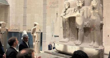 ننشر صور الرئيس الفرنسى ماكرون فى جولته داخل المتحف المصرى الكبير