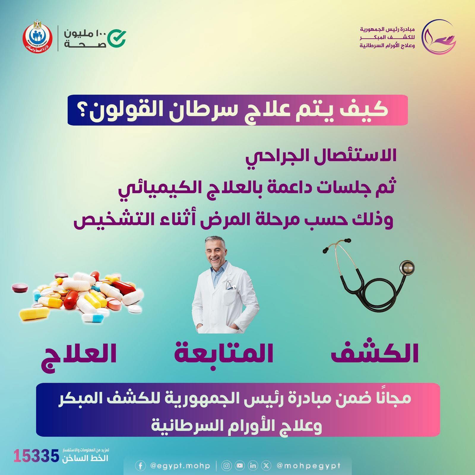 كيف يتم علاج سرطان القولون؟.. وزارة الصحة تجيب