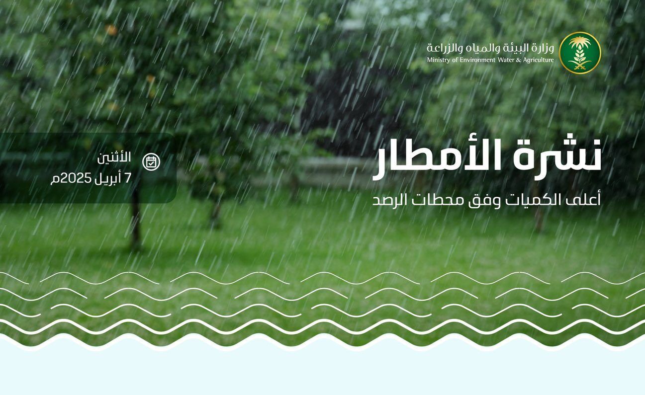 السعودية | “البيئة” ترصد هطول أمطار في 7 مناطق وحائل تسجل أعلى كمية بـ 21.2 ملم في موقق