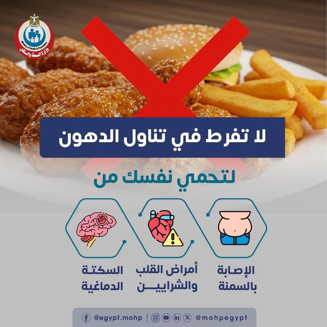 وزارة الصحة تحذر من الإفراط فى تناول الدهون وتؤكد: تصيب بأمراض القلب