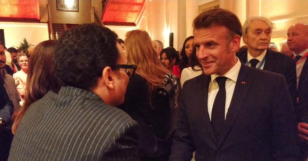 أمير رمسيس وليلى علوى وهند صبرى يلتقون الرئيس الفرنسى فى حفل استقبال بالسفارة الفرنسية