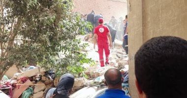 استجابة فورية للهلال الأحمر المصرى لحادث عقار أسيوط وإسعاف المصابين