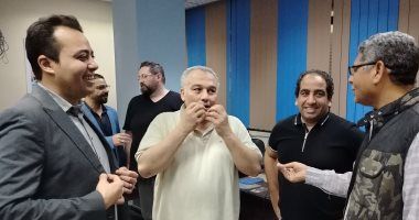 محمد السيد الشاذلى يزور أخبار الرياضة لعرض برنامجه لانتخابات الصحفيين