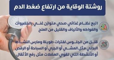 وزارة الصحة تكشف روشتة الوقاية من ارتفاع ضغط الدم.. إنفوجراف