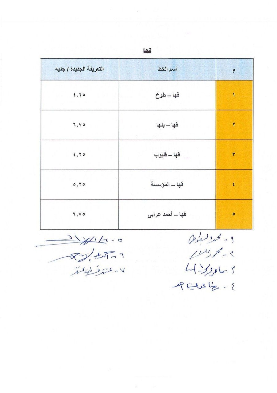 أسعار تعريفة الركوب الجديدة لسيارات الأجرة فى القليوبية