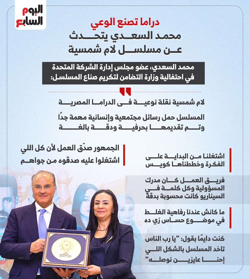 دراما تصنع الوعى.. السعدى: لام شمسية نقلة نوعية فى الدراما المصرية (إنفوجراف)