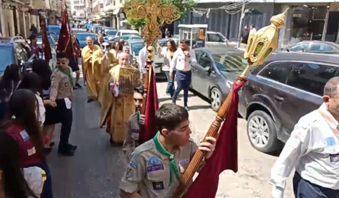 أحد الشعانين في كنيسة مار جاورجيوس الأرثوذكسية في طرابلس