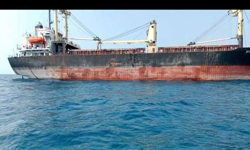 عاجل:وصول اول باخرة عملاقة لميناء المخا(صورة)