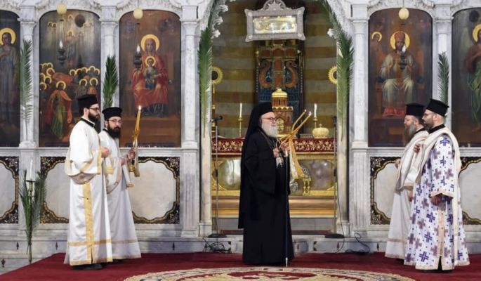 يوحنا العاشر ترأس قداس أحد الشعانين في الكاتدرائية المريمية في دمشق