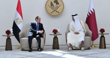 الرئيس السيسى يصل مقر الديوان الأميري القطري