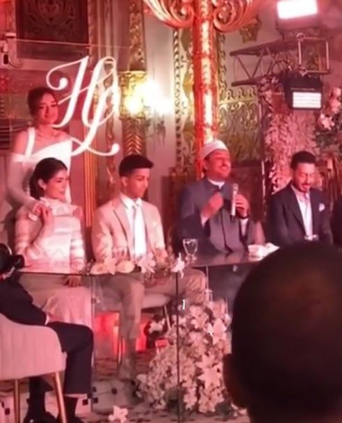 الصور الأولى من عقد قران ليلى زاهر وهشام جمال