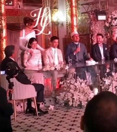 الصور الأولى من عقد قران ليلى زاهر وهشام جمال