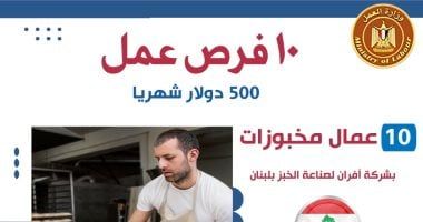 وزير العمل يُعلن عن وظائف فى لبنان لعمال مخبوزات وزراعيين براتب 500 دولار