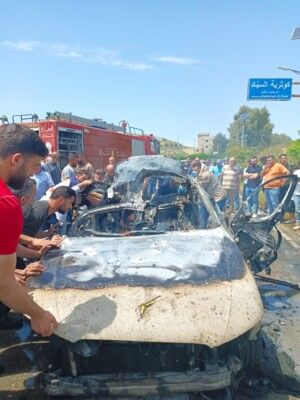 الدفاع المدني: انتشال جثمانَي شهيدين وإخماد حريق أربع سيارات في كوثرية السياد وعلى طريق بريقع–القصيبة