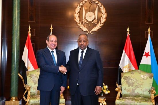 الرئيس السيسي ونظيره الجيبوتى يؤكدان رفضهما تهديد أمن الملاحة بالبحر الأحمر