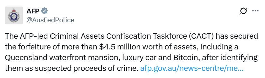 الشرطة الفيدرالية الأسترالية تصادر قصرًا وبيتكوين بقيمة ملايين الدولارات يُشتبه بارتباطها باختراق منصة تداول للعملات الرقمية