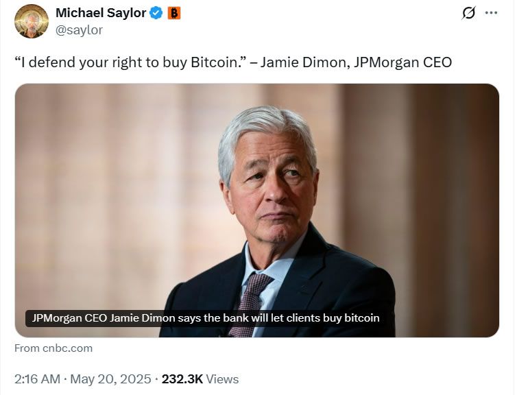 رئيس JPMorgan: سنسمح قريبًا للعملاء بشراء البيتكوين… لكننا لن نحتفظ به