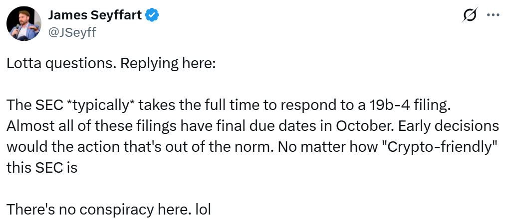 هيئة الأوراق المالية الأمريكية تؤجّل قراراتها بشأن صناديق Ether وXRP .. كما توقّع المحللون